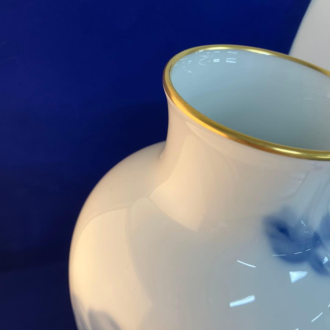L-615【美品】未使用　大倉陶園 ブルーローズ 花瓶 花器