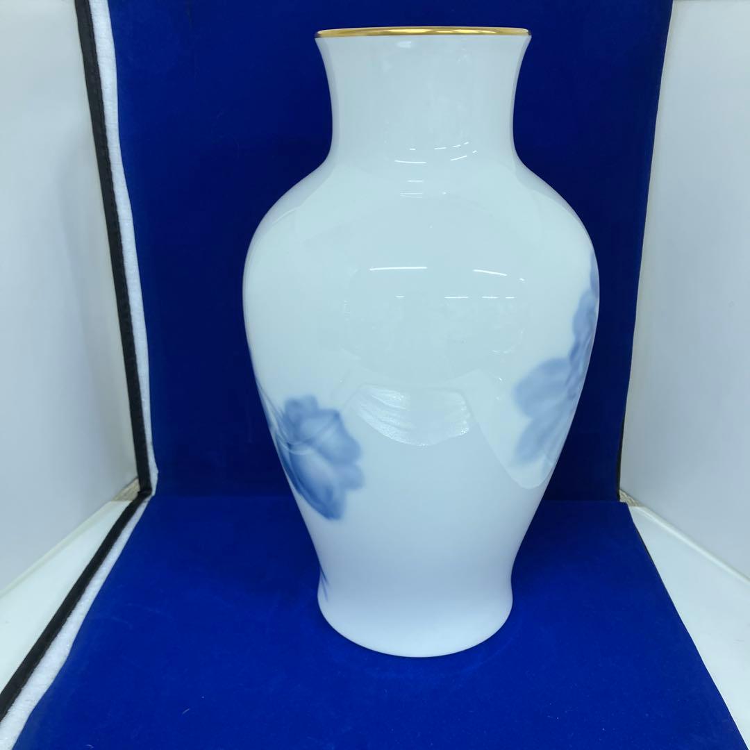 L-615【美品】未使用　大倉陶園 ブルーローズ 花瓶 花器