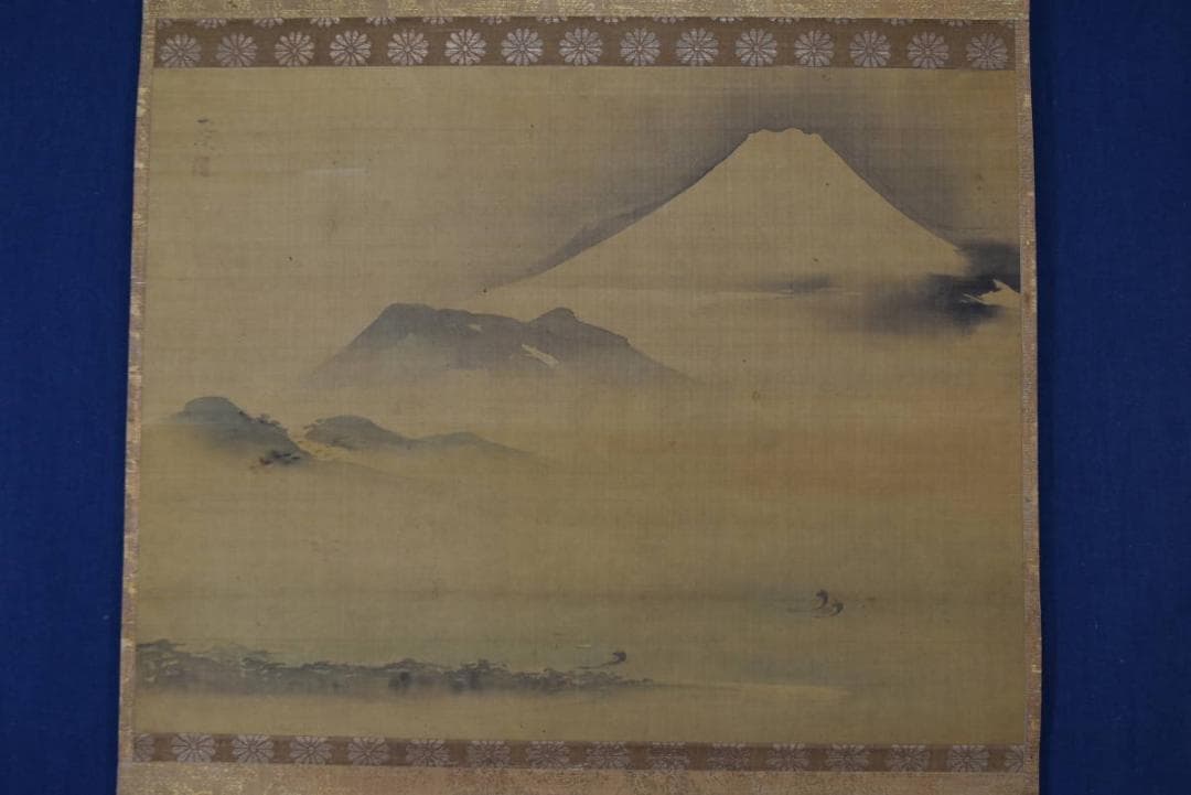 【真作】藤田友閑/富士山水図/横物/掛軸/名家伝来/Z-989