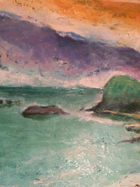 絵画  油絵    海辺