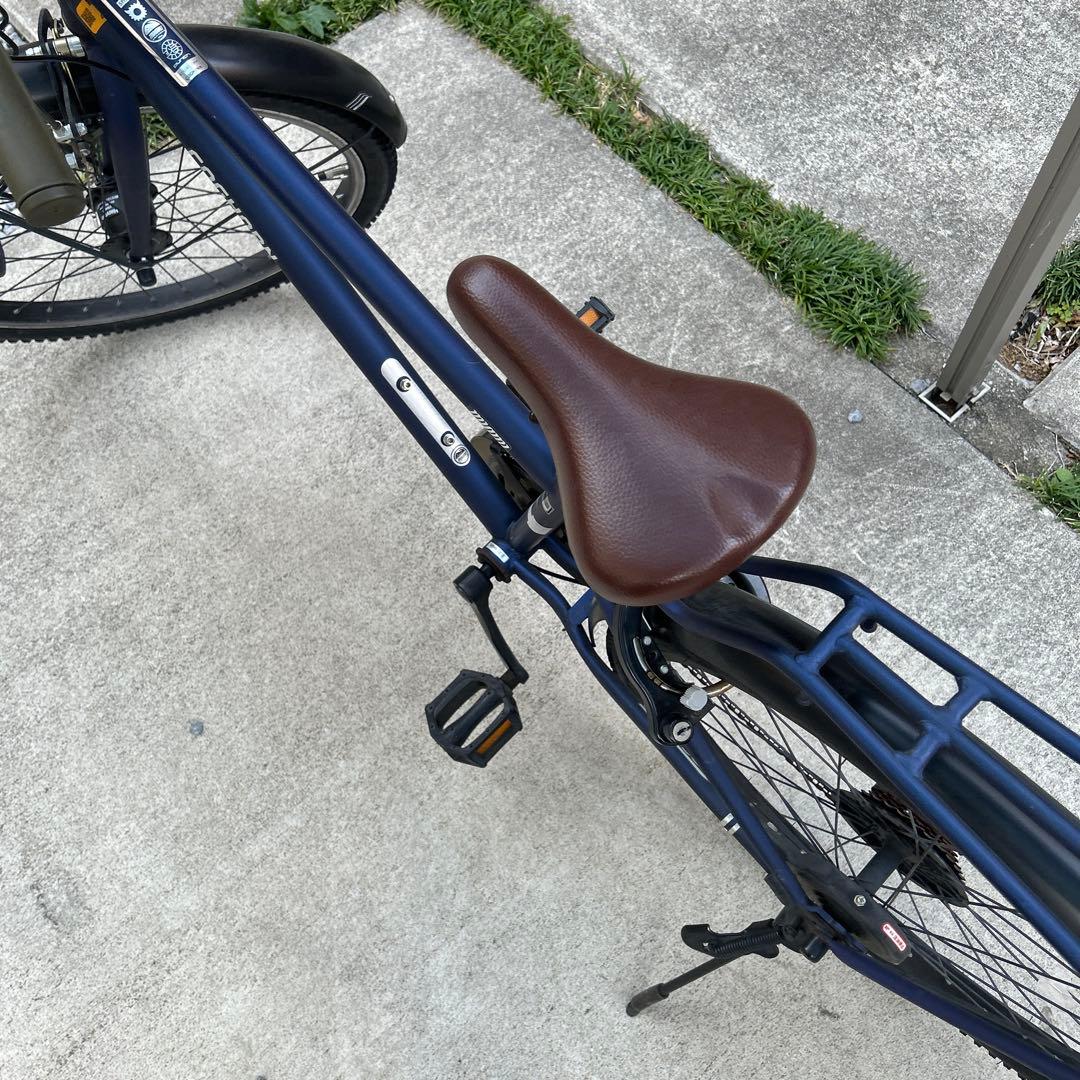 24インチ 子供用自転車 ネイビーブルー 前カゴ付き
