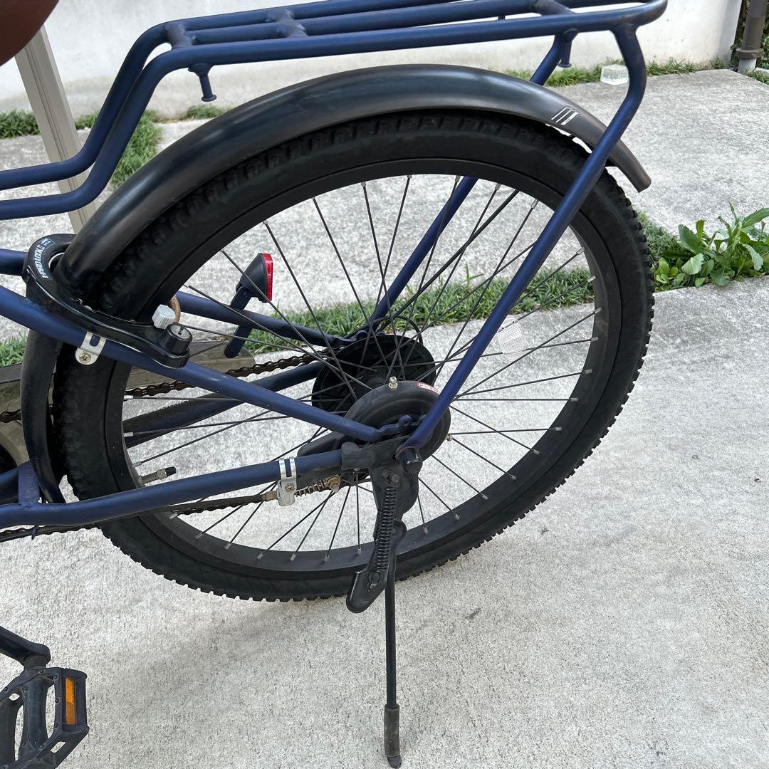 24インチ 子供用自転車 ネイビーブルー 前カゴ付き