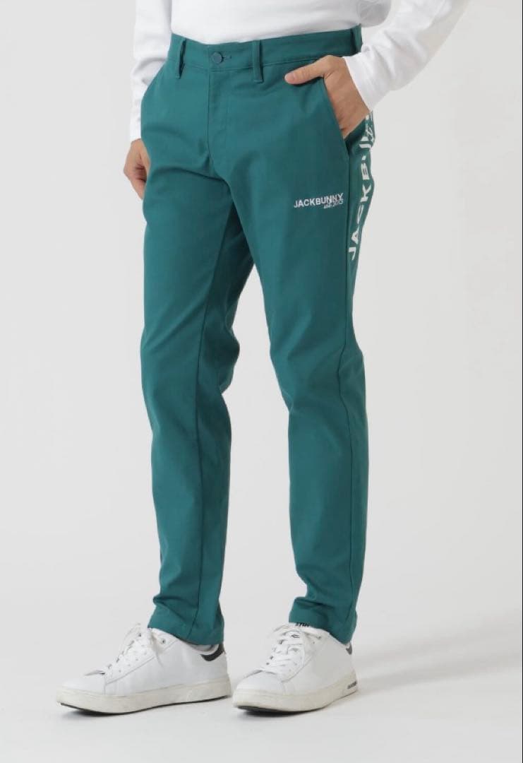 新品 パーリーゲイツ ジャックバニー ストレッチツイルロングパンツ(6)LL/緑