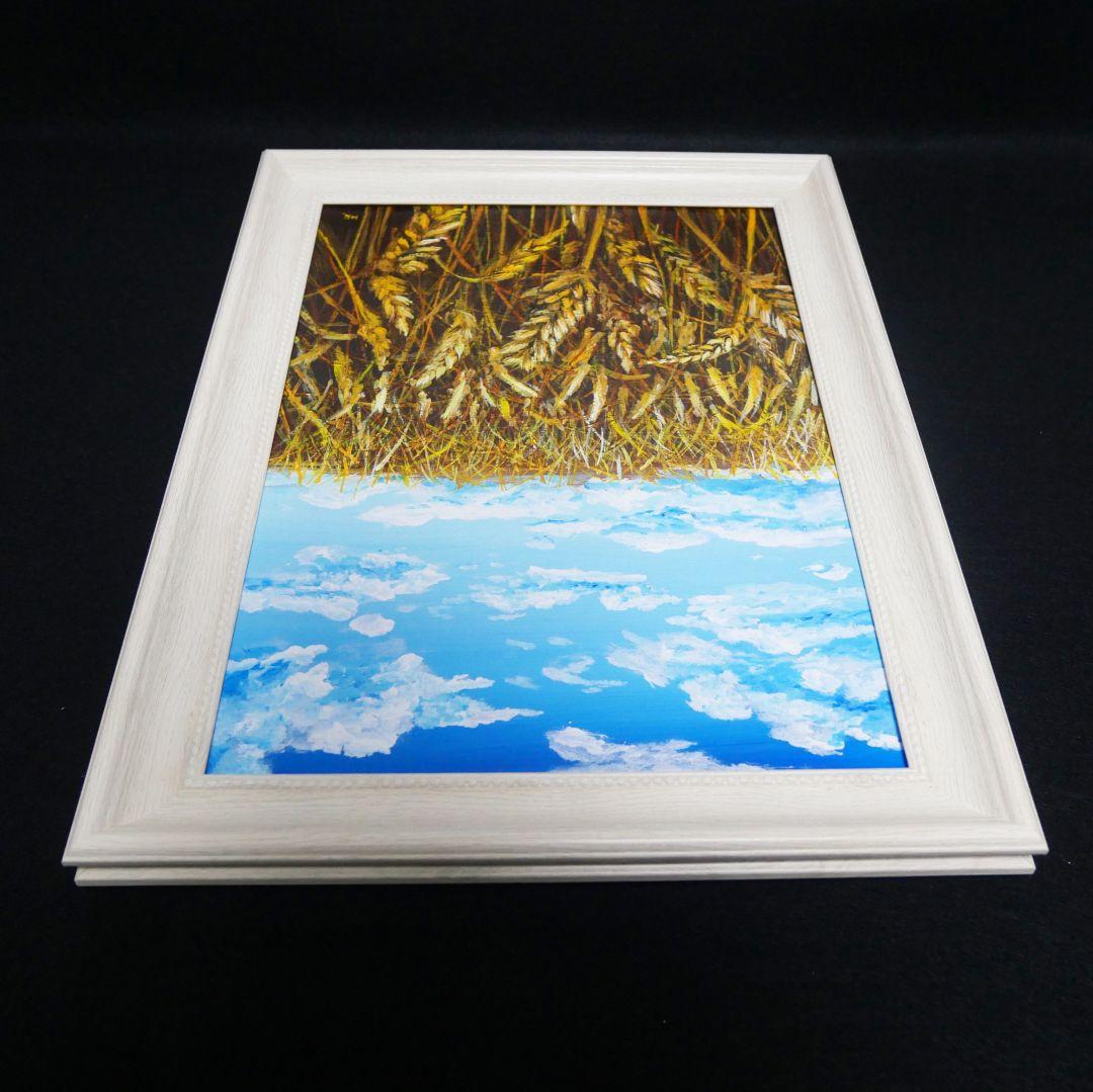 油絵 絵画 【空と雲の麦畑】