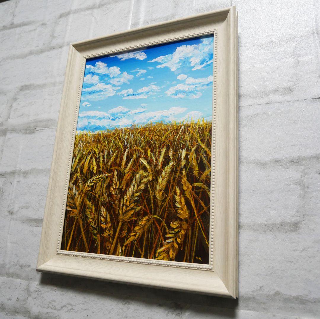 油絵 絵画 【空と雲の麦畑】