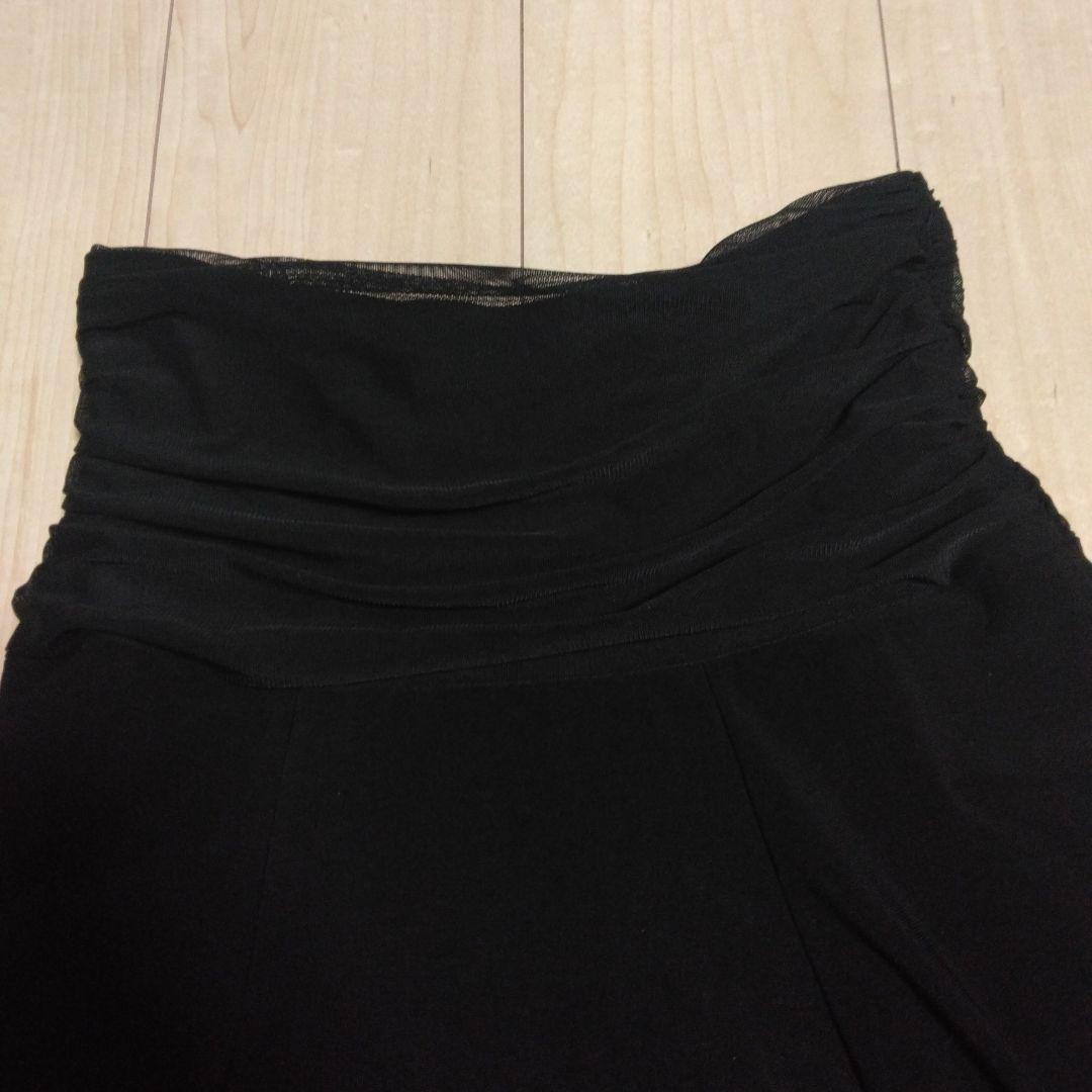 社交ダンス　フリル付き黒ダンスドレス