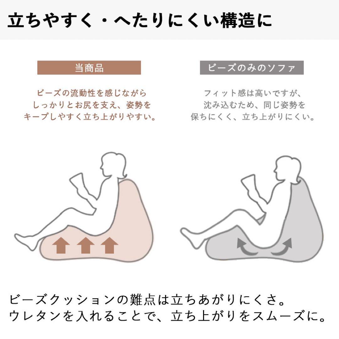 A 新品 ビーズソファ グレー オットマン セット ビーズクッション 1人掛け