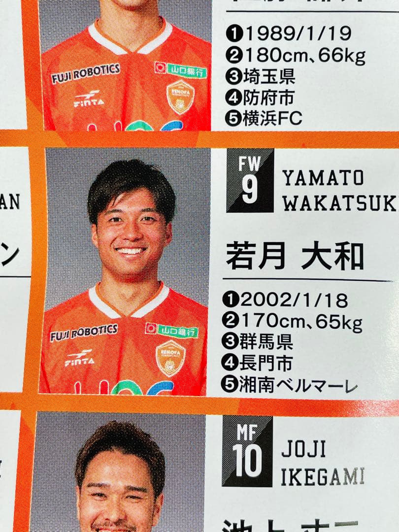 ●レノファ山口 ホームユニフォーム ●Lサイズ ●若月大和選手サイン入り●未使用