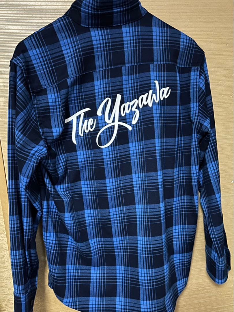 【美品】E.YAZAWA ネルシャツ(THE YAZAWA)ブルー 矢沢永吉