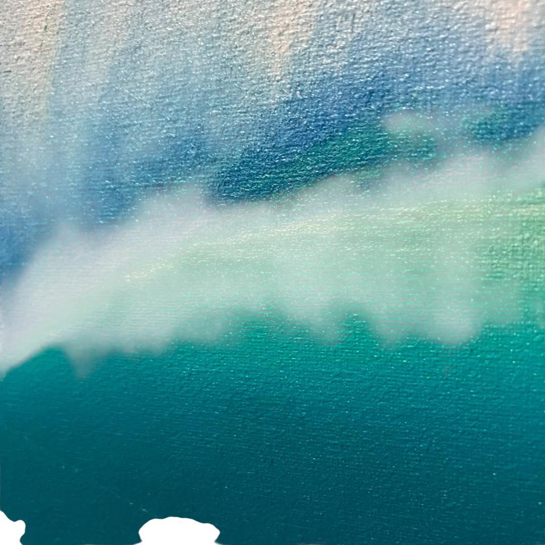 波の油彩画 木彫り額縁付き サーフアート 海景画 goes windy