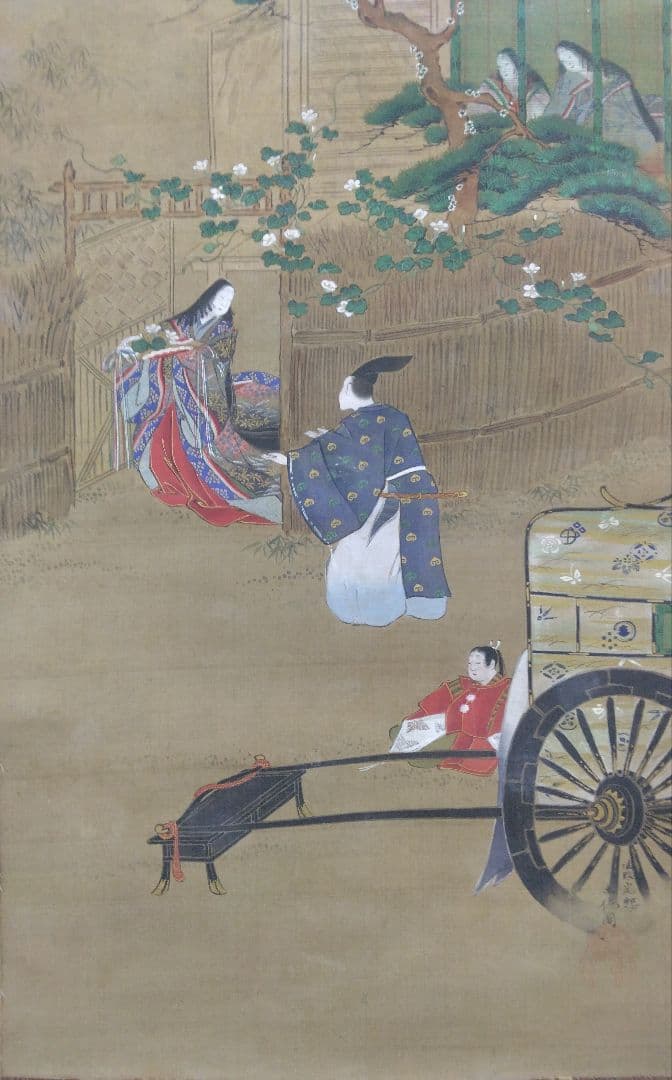 土佐光起【源氏物語】肉筆　絹本　掛軸（大和絵・土佐派）