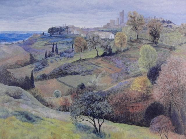 西嶋俊親　「丘陵藹然(SAN GIMIGNANO)」、希少画集より、状態良好