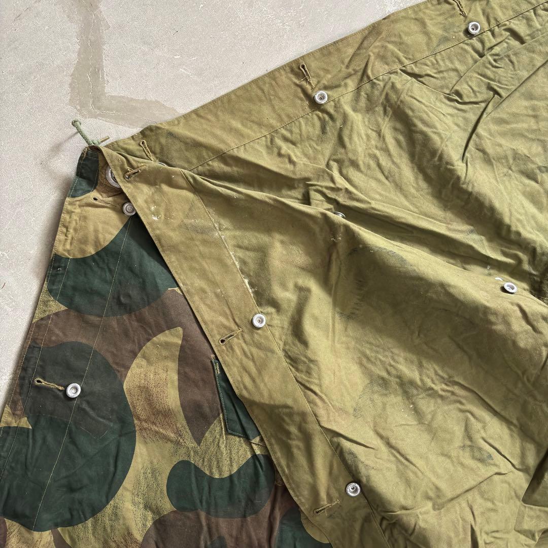 ⑦ベルギー軍実物 50s ブラッシュストロークカモ テント 軍幕 パップテント
