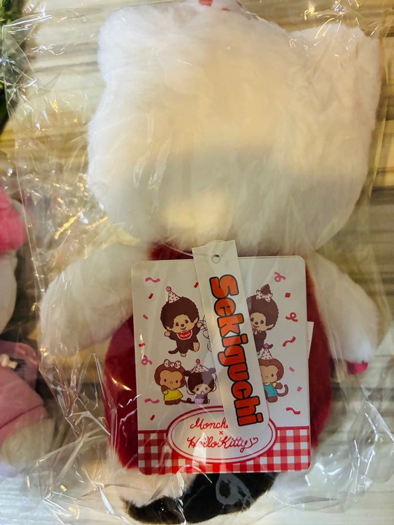 50周年ハローキティモンチッチ顔でかSSキーチェーン　ギンガムキティ　ベビチッチ