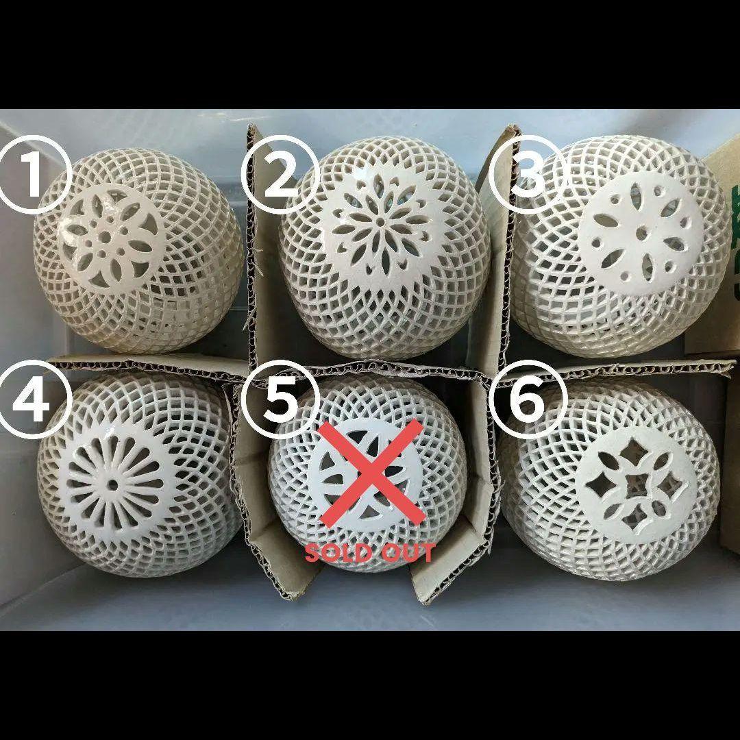 ⑥✨一点物✨新品　透かし彫り　陶器　ハンドメイド　香炉　ライトカバー　シェード