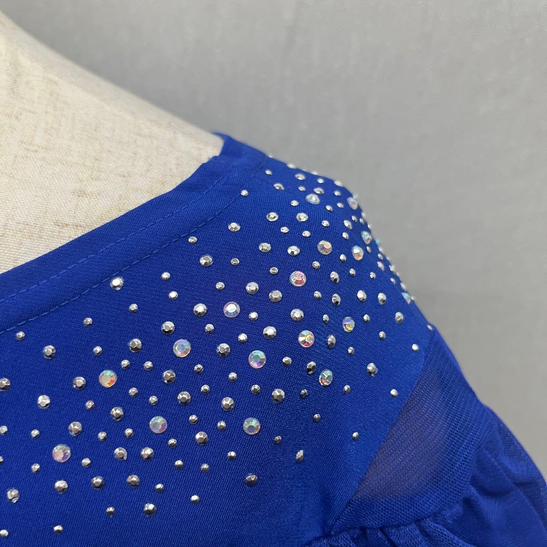 新品 社交ダンストップス ロイヤルブルー サイズL パーティ 発表会 デモ