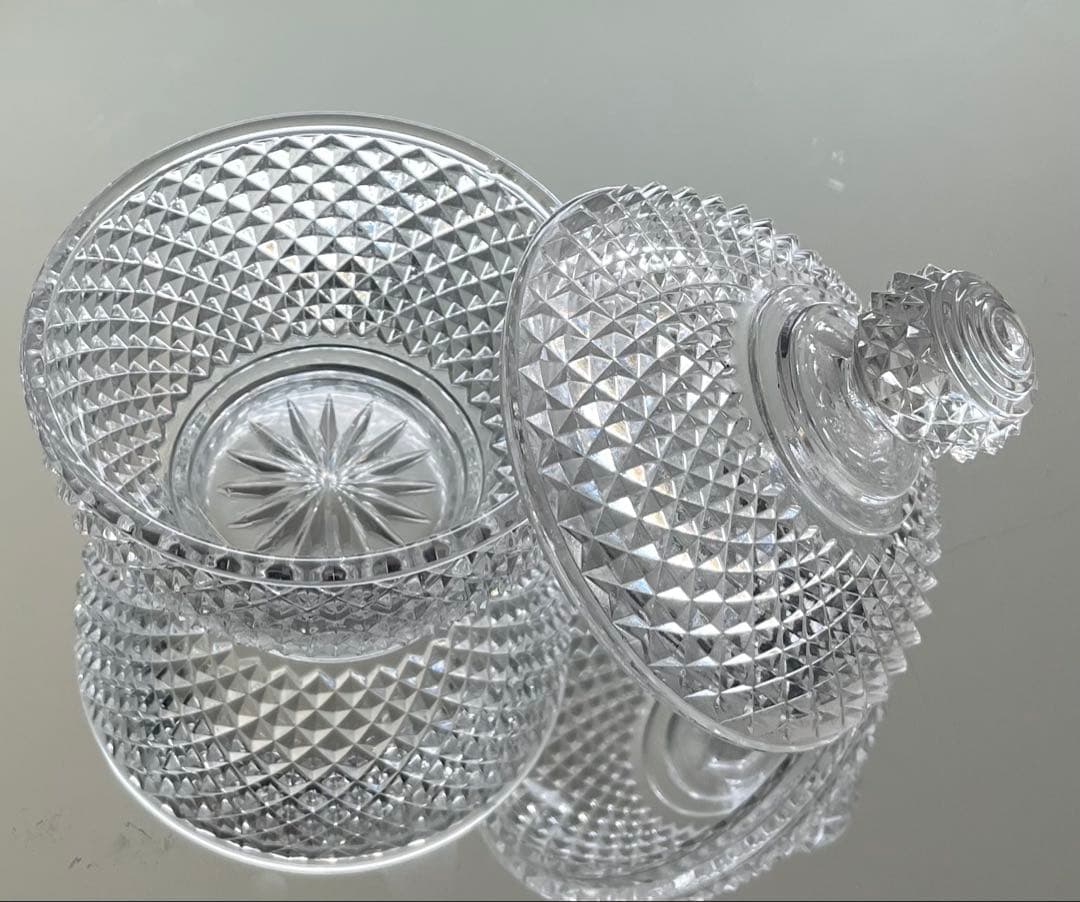 Baccarat バカラ/※ 刻印有 ディアマンビゾー 蓋物 義山　球型