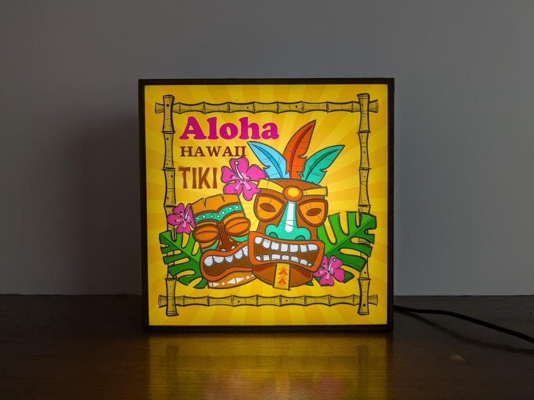 アロハ ハワイ TIKI ティキ像 サイン 看板 置物 雑貨 LEDライトBOX
