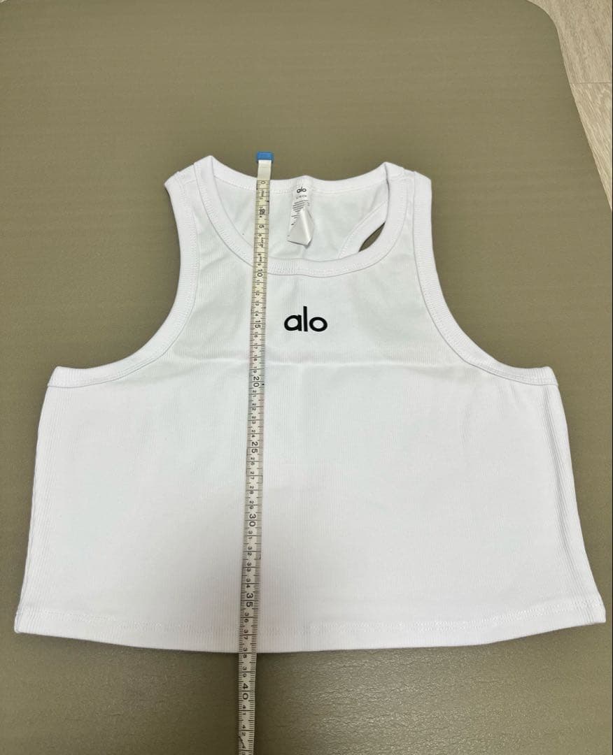 alo クロップド リブタンクトップ ホワイトL