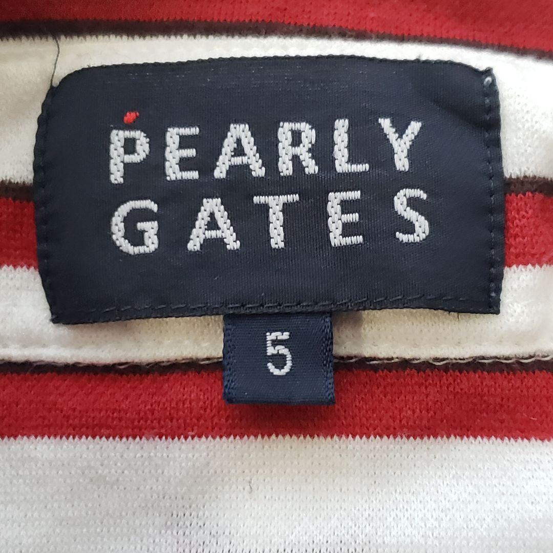 PEARLY GATES　ハーフボタン　ストライプ　マーク刺繍　5　ボタンダウン