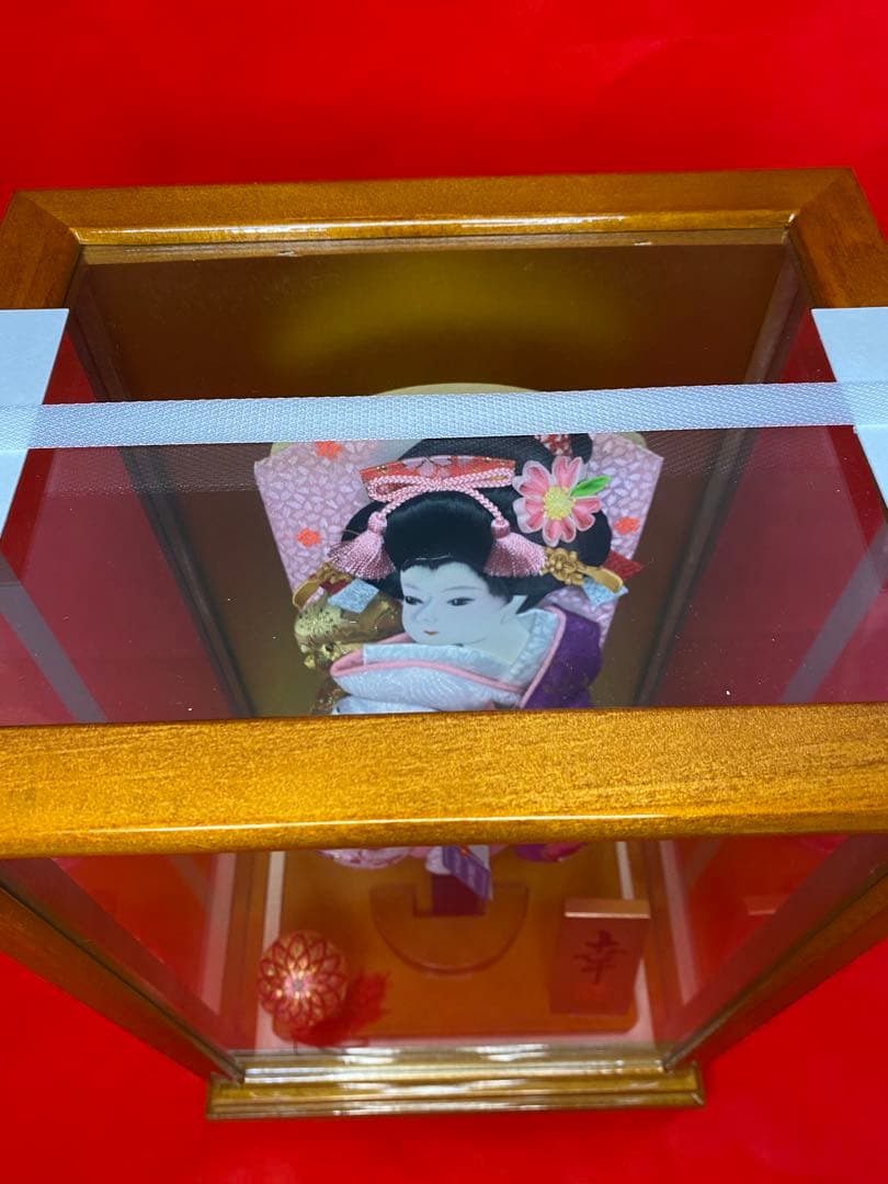 本つげかんざし　羽子板ガラスケース１０号・間口約２７×奥行約２１×高さ約４６㎝