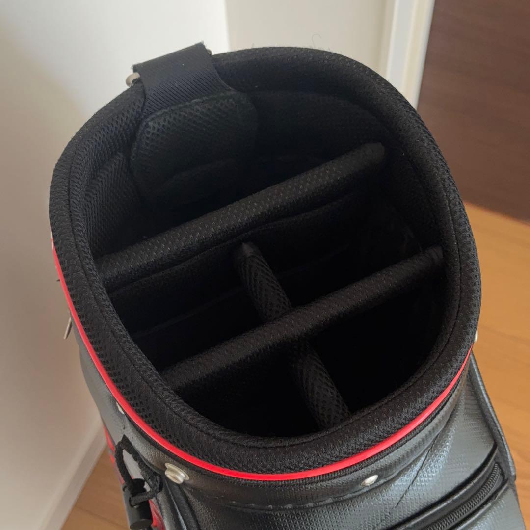 【フードなし】アディダス adidas キャディバッグ 5分割 ブラック×レッド