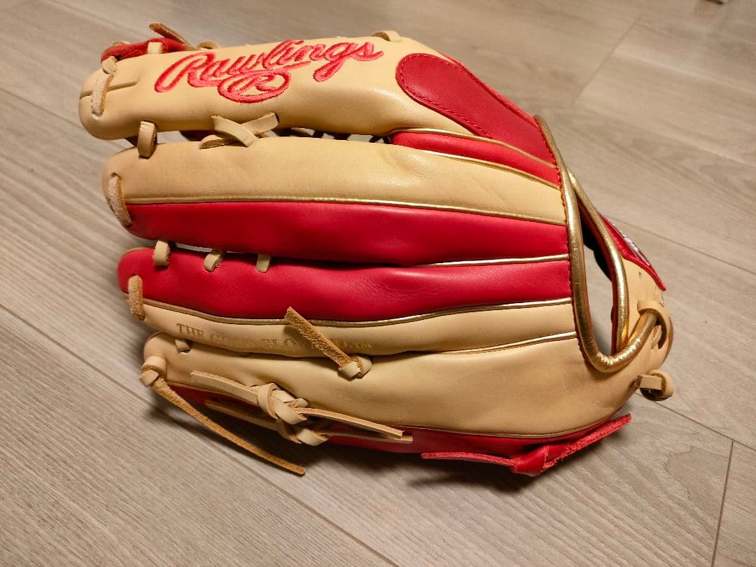 [美品]Rawlings 軟式グローブ レッド/ベージュ　右投げ用