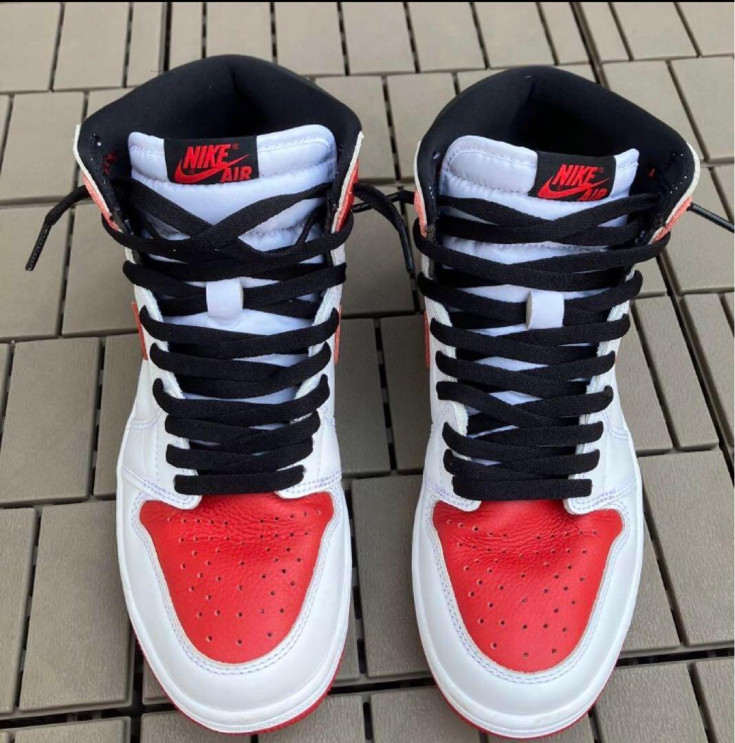 美品NIKE エアジョーダン1 High OG ヘリテージ　27.5cm 白／赤