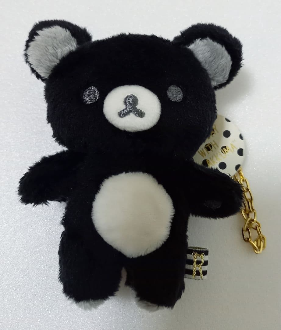 リラックマ モノクロ ブラック ぬいぐるみ マスコット キーホルダー