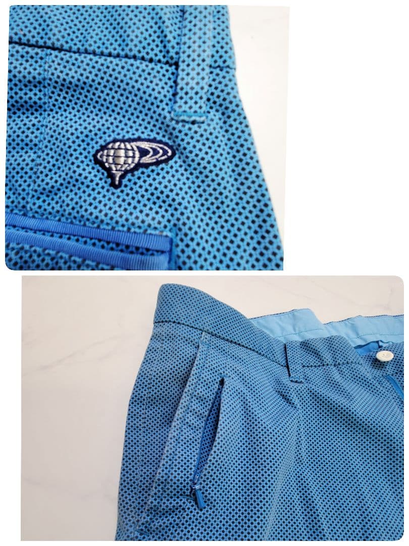 BEAMS GOLF メンズゴルフパンツ L相当 ストレッチ 青　総柄 春夏