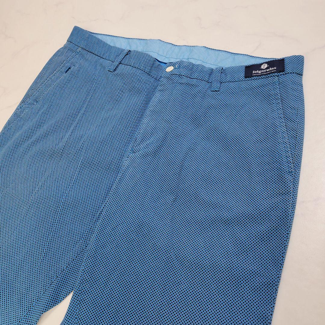 BEAMS GOLF メンズゴルフパンツ L相当 ストレッチ 青　総柄 春夏