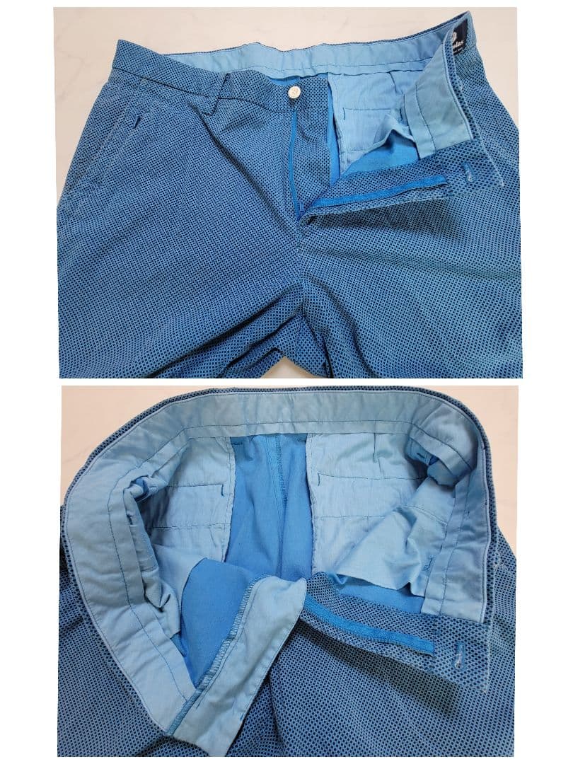 BEAMS GOLF メンズゴルフパンツ L相当 ストレッチ 青　総柄 春夏