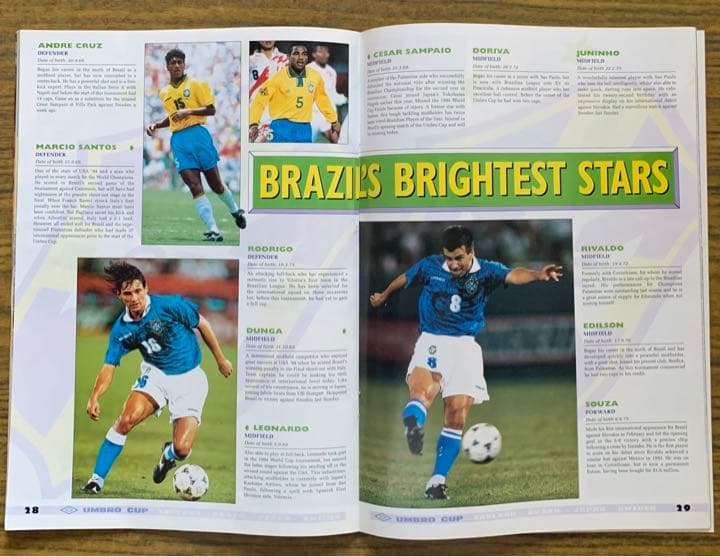 England vs Brazil '95UMBRO CUPプログラム