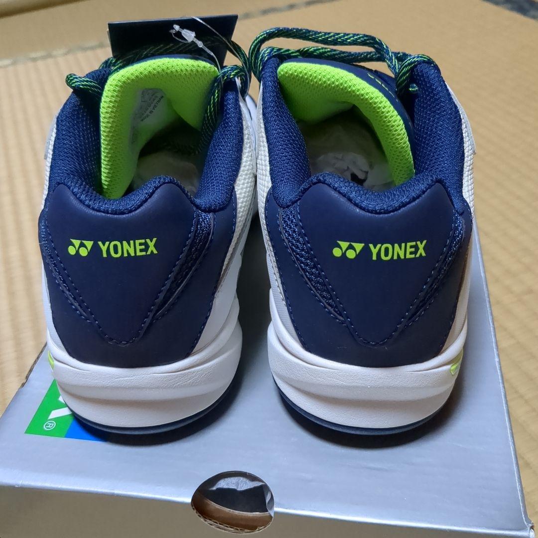YONEX テニスシューズ ホワイト/ネイビー/グリーン、