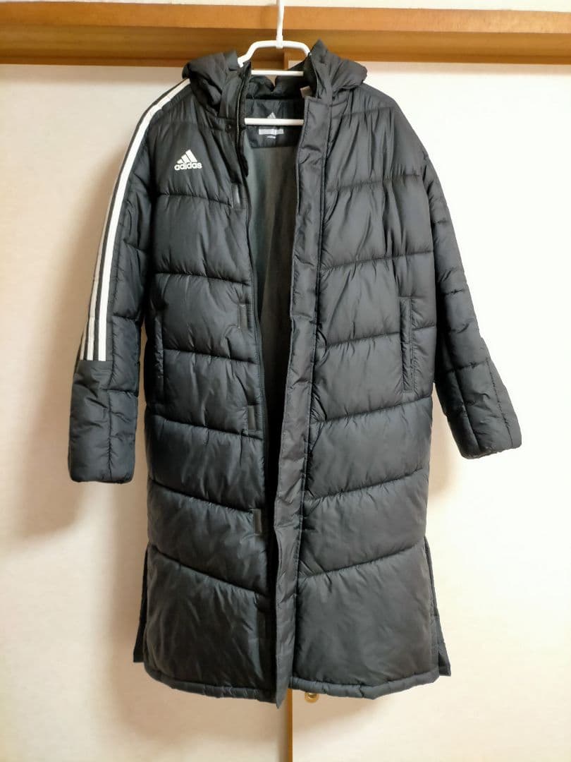adidas ベンチコート 黒 フード付き【サイズ160】