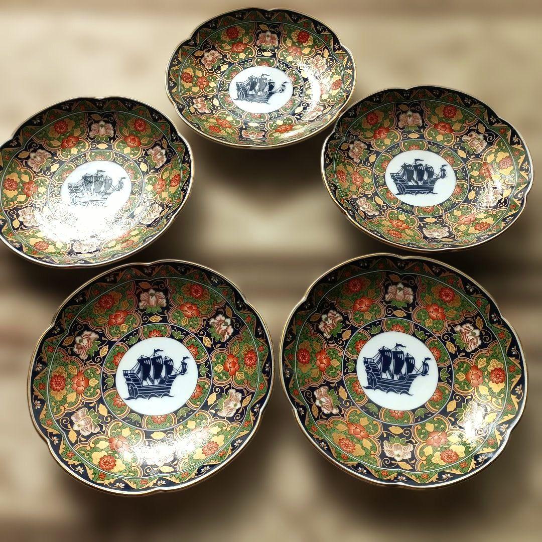 【美品】前畑陶器 庫山窯 金彩 小皿 銘々皿 取り皿 美濃焼　和食器　５枚組