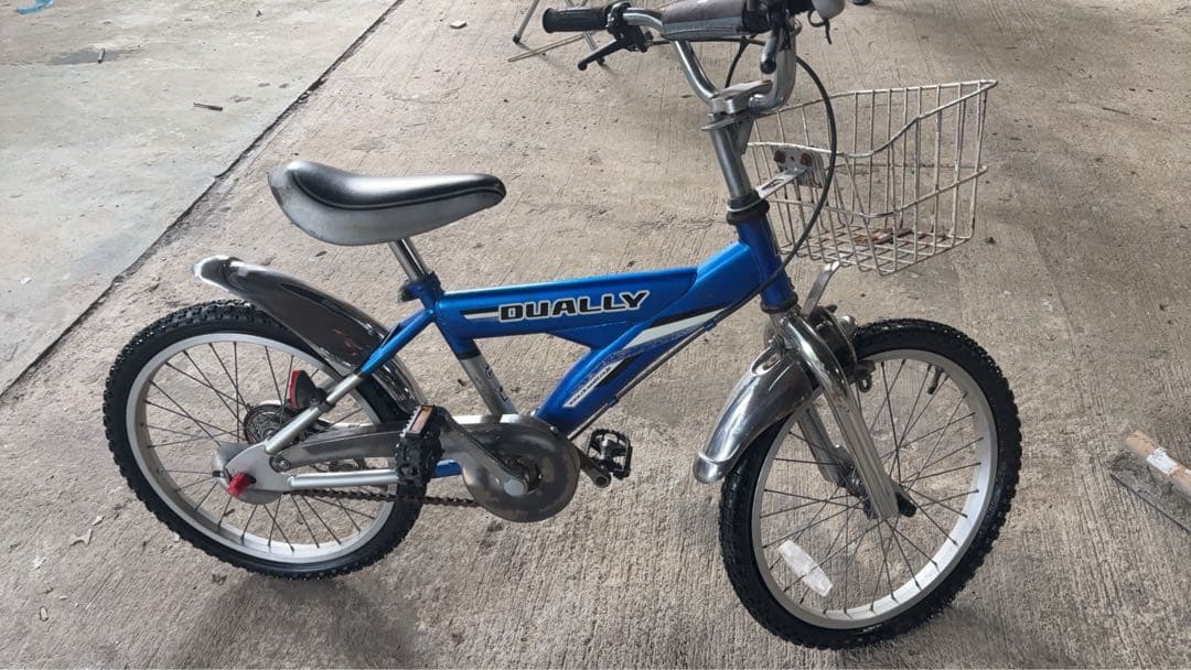 DUALLY 子供用自転車 青 バスケット付き
