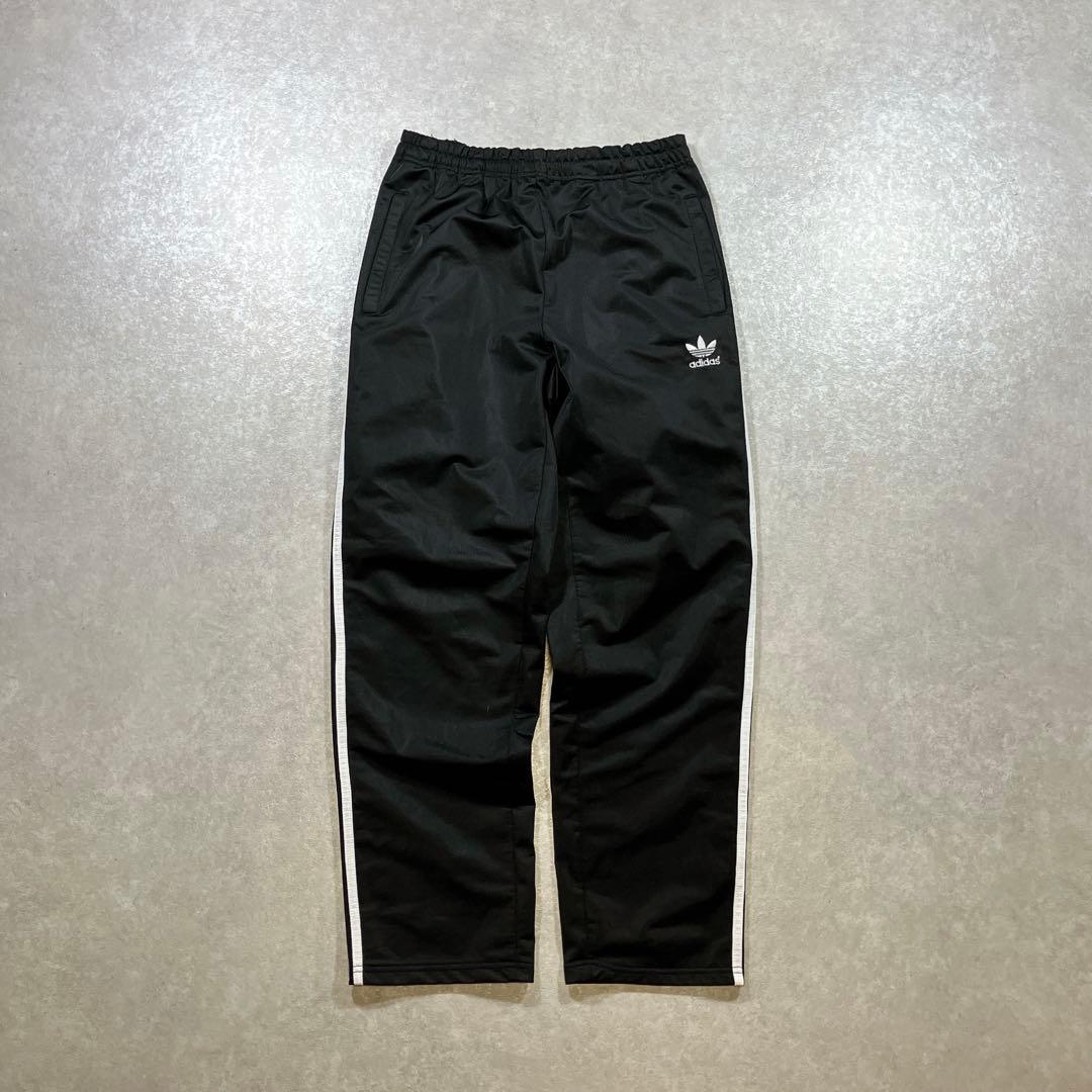 adidas トラックパンツ ジャージ 黒 ストライプ ウエスト調整可