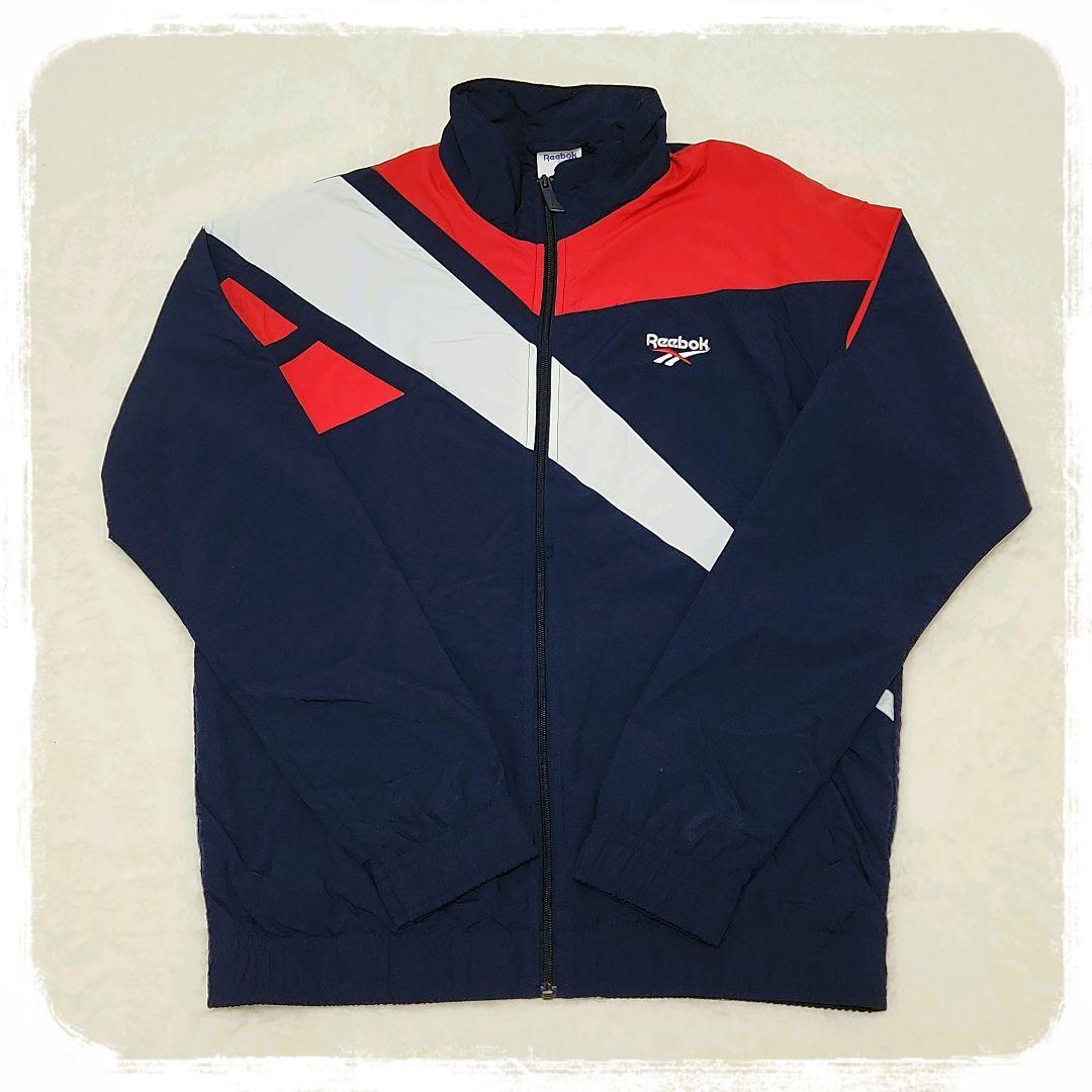 美品　Reebok　セットアップ　ナイロンジャージ　ネイビー　ビッグロゴ