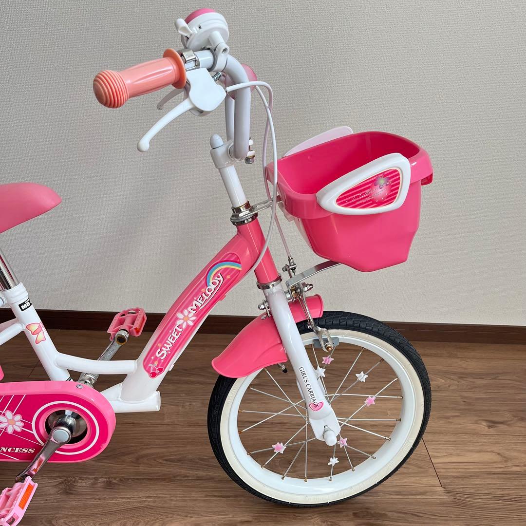 【引き取り限定】子供用自転車16インチ 女の子 ピンク補助輪付 MYPALLAS