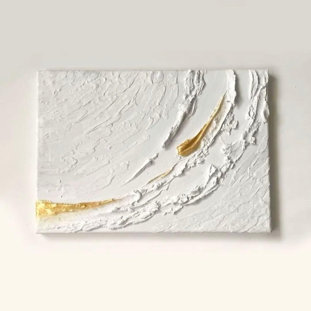 白と金の絵画｜テクスチャーアート