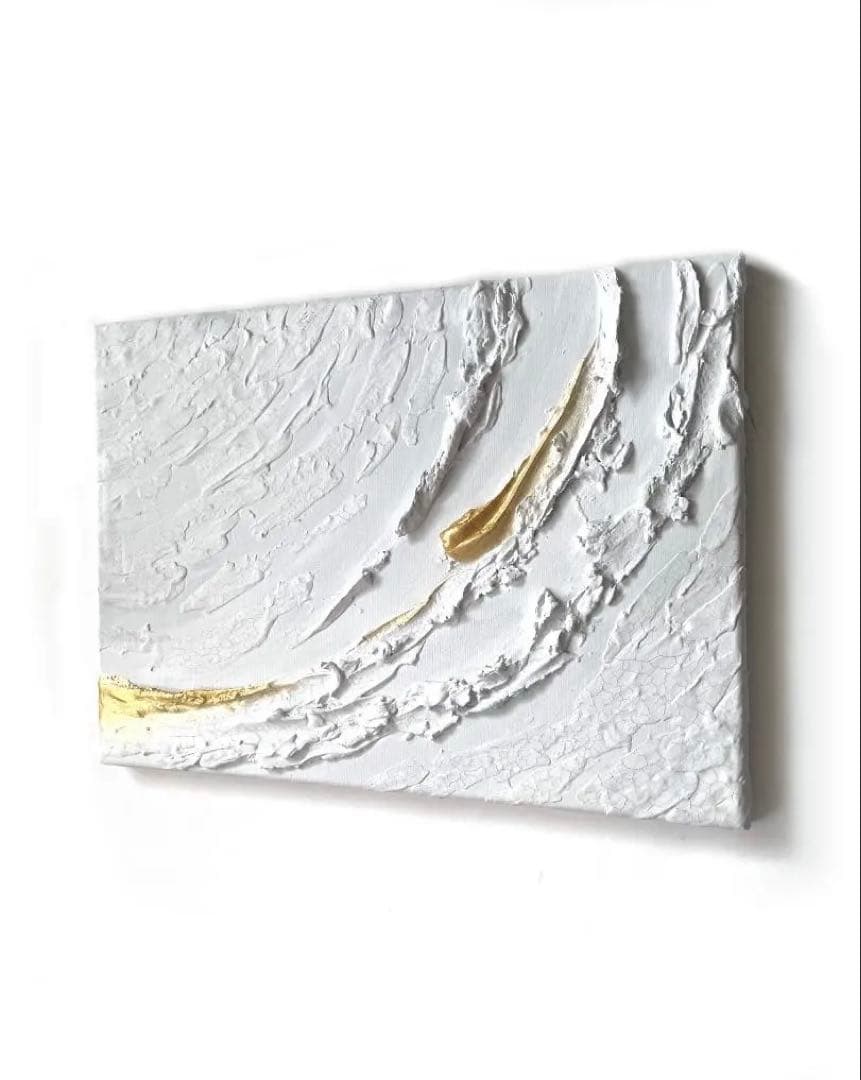 白と金の絵画｜テクスチャーアート