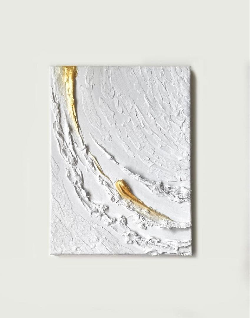 白と金の絵画｜テクスチャーアート