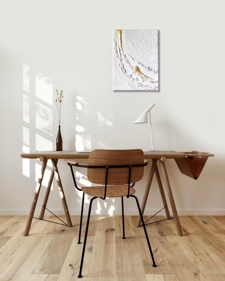 白と金の絵画｜テクスチャーアート