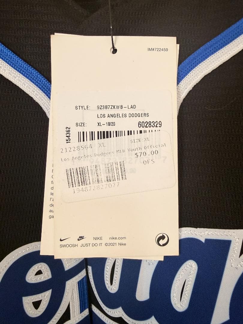 【新品タグ付】ナイキ ドジャース MLB ユニフォーム ユースXL　レディース