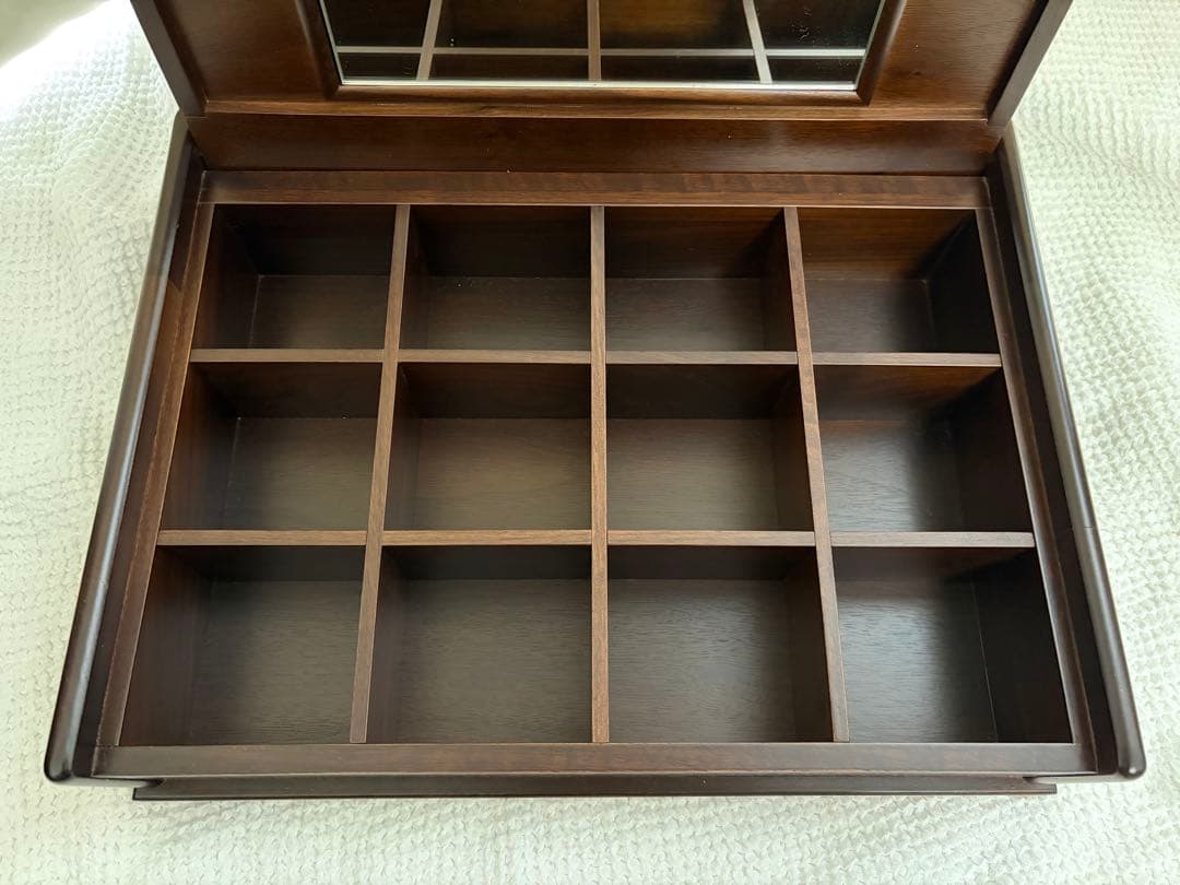 木製　ミラー付き　小物収納ボックス　ネクタイやアクセ入れに