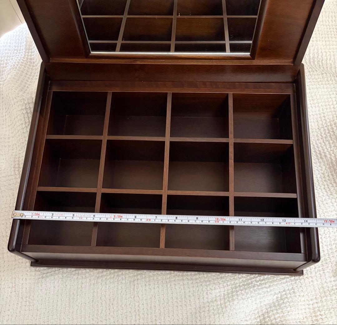 木製　ミラー付き　小物収納ボックス　ネクタイやアクセ入れに