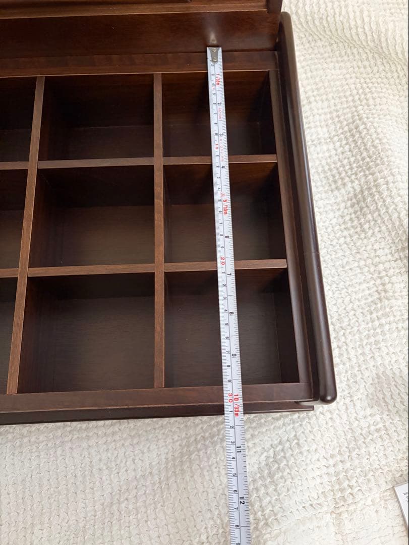 木製　ミラー付き　小物収納ボックス　ネクタイやアクセ入れに