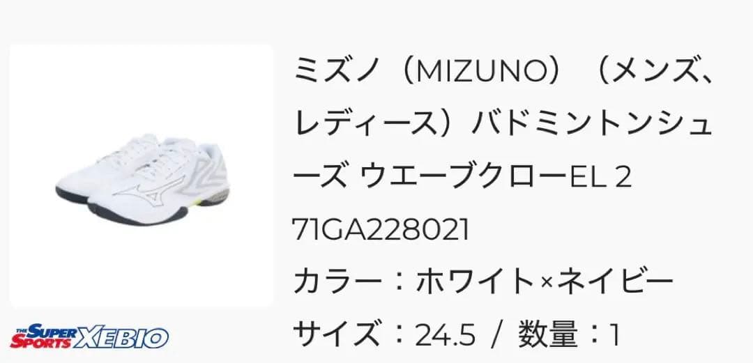 【美品】Mizuno ミズノ　ウエーブクロー　バドミントン　シューズ