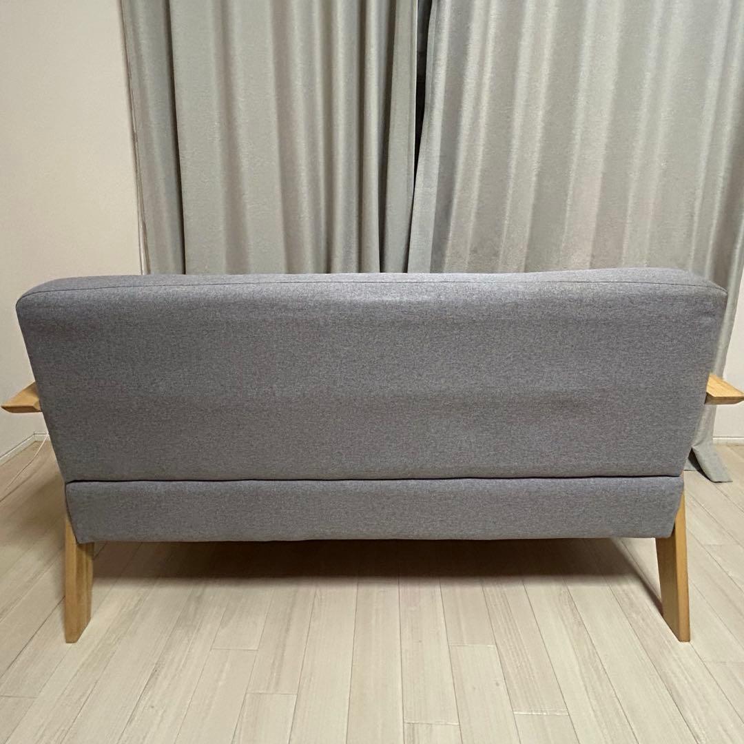 2人掛けソファ 北欧風 レトロ グレー コンパクト 幅128cm